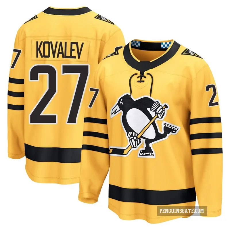 Men's Alex Kovalev Pittsburgh Penguins ＃27 Breakaway Gold Alternate 2025 Jersey