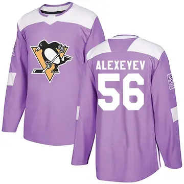 Men's Alexander Alexeyev Pittsburgh Penguins ＃56 Authentic Purple Fights Cancer Practice Jersey