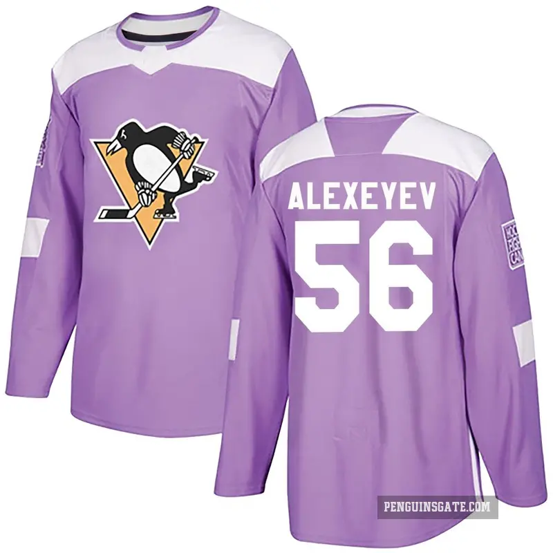 Men's Alexander Alexeyev Pittsburgh Penguins ＃56 Authentic Purple Fights Cancer Practice Jersey