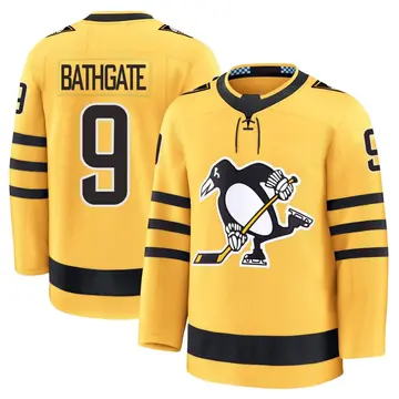 Men's Andy Bathgate Pittsburgh Penguins ＃9 Premium Gold Alternate 2025 Jersey