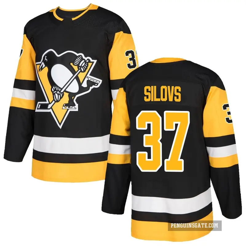 Men's Arturs Silovs Pittsburgh Penguins ＃37 Authentic Black Home Jersey