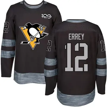 Men's Bob Errey Pittsburgh Penguins ＃12 Authentic Black 1917-2017 100th Anniversary Jersey