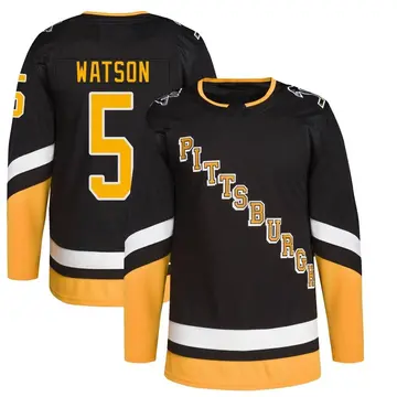 Men's Bryan Watson Pittsburgh Penguins ＃5 Authentic Black 2021/22 Alternate Primegreen Pro Player Jersey