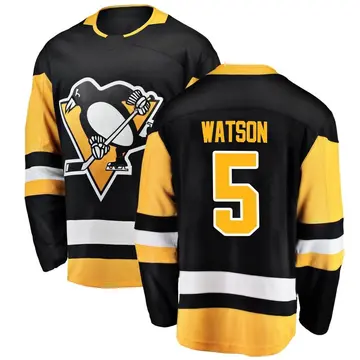 Men's Bryan Watson Pittsburgh Penguins ＃5 Breakaway Black Home Jersey