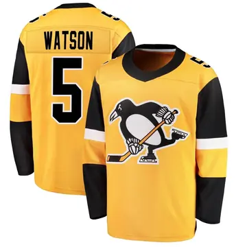 Men's Bryan Watson Pittsburgh Penguins ＃5 Breakaway Gold Alternate Jersey