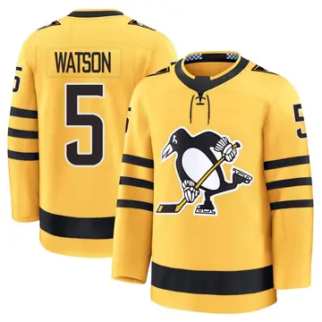 Men's Bryan Watson Pittsburgh Penguins ＃5 Premium Gold Alternate 2025 Jersey