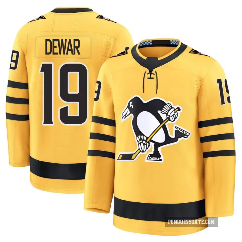 Men's Connor Dewar Pittsburgh Penguins ＃19 Premium Gold Alternate 2025 Jersey