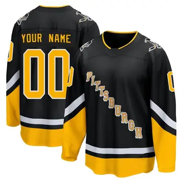 Men's Custom Pittsburgh Penguins ＃00 Breakaway Black 2021/22 Alternate Premier Player Jersey