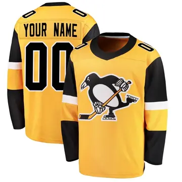 Men's Custom Pittsburgh Penguins ＃00 Breakaway Gold Alternate Jersey