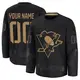 Men's Custom Pittsburgh Penguins ＃00 Premium Black 2024 Military Appreciation Practice Jersey