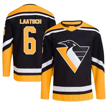 Men's Daniel Laatsch Pittsburgh Penguins ＃6 Authentic Black Reverse Retro 2.0 Jersey