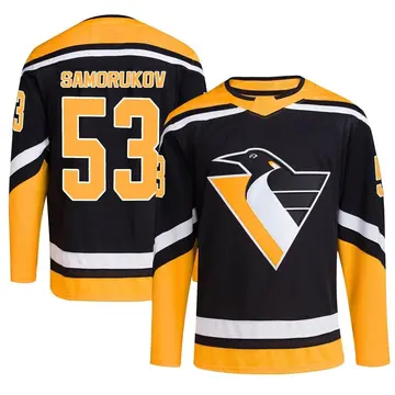 Men's Dmitri Samorukov Pittsburgh Penguins ＃53 Authentic Black Reverse Retro 2.0 Jersey