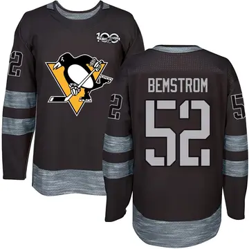Men's Emil Bemstrom Pittsburgh Penguins ＃52 Authentic Black 1917-2017 100th Anniversary Jersey