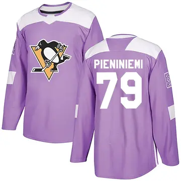 Men's Emil Pieniniemi Pittsburgh Penguins ＃79 Authentic Purple Fights Cancer Practice Jersey