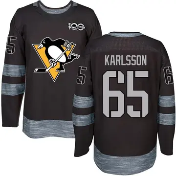 Men's Erik Karlsson Pittsburgh Penguins ＃65 Authentic Black 1917-2017 100th Anniversary Jersey