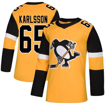 Men's Erik Karlsson Pittsburgh Penguins ＃65 Authentic Gold Alternate Jersey