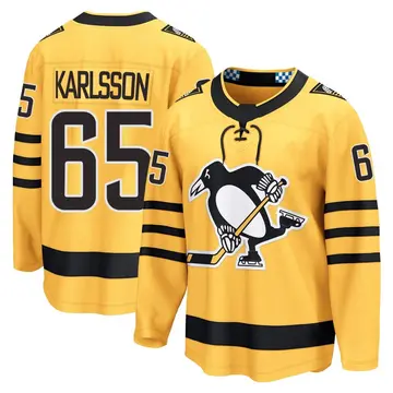 Men's Erik Karlsson Pittsburgh Penguins ＃65 Breakaway Gold Alternate 2025 Jersey