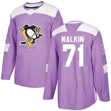 Men's Evgeni Malkin Pittsburgh Penguins ＃71 Authentic Purple Fights Cancer Practice Jersey