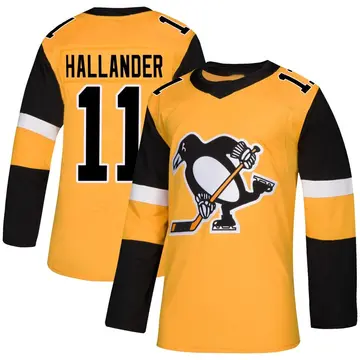 Men's Filip Hallander Pittsburgh Penguins ＃11 Authentic Gold Alternate Jersey