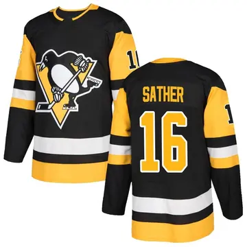 Men's Glen Sather Pittsburgh Penguins ＃16 Authentic Black Home Jersey