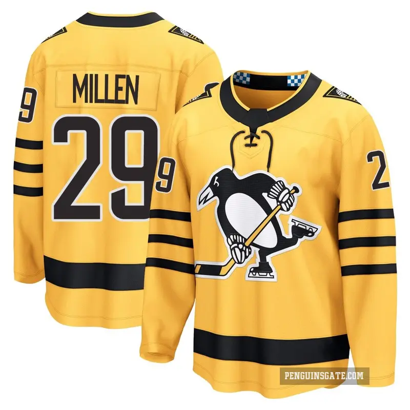 Men's Greg Millen Pittsburgh Penguins ＃29 Breakaway Gold Alternate 2025 Jersey