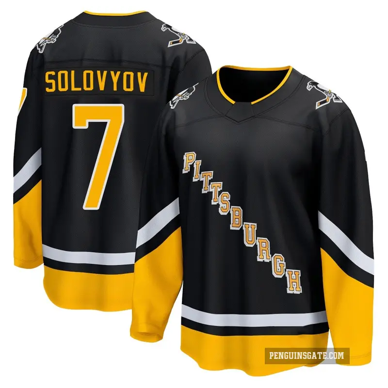Men's Ilya Solovyov Pittsburgh Penguins ＃7 Breakaway Black 2021/22 Alternate Premier Player Jersey