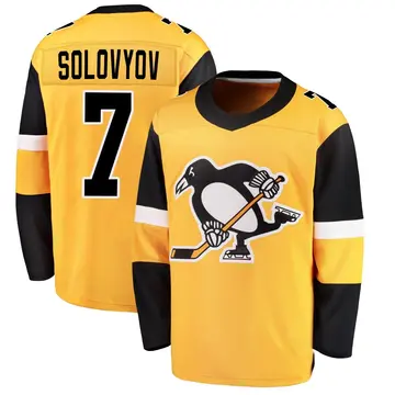 Men's Ilya Solovyov Pittsburgh Penguins ＃7 Breakaway Gold Alternate Jersey