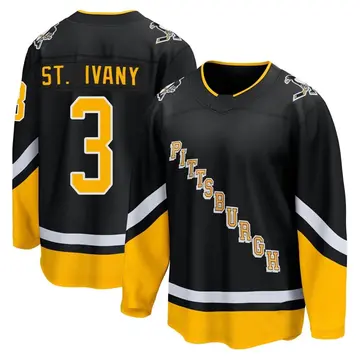 Men's Jack St. Ivany Pittsburgh Penguins ＃3 Breakaway Black 2021/22 Alternate Premier Player Jersey