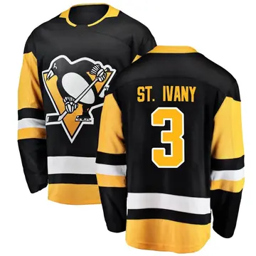 Men's Jack St. Ivany Pittsburgh Penguins ＃3 Breakaway Black Home Jersey
