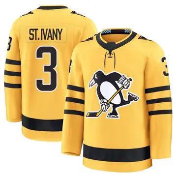Men's Jack St. Ivany Pittsburgh Penguins ＃3 Premium Gold Alternate 2025 Jersey