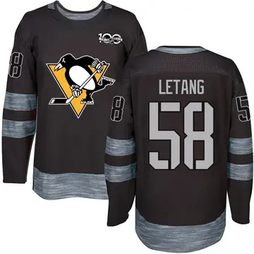 Men's Kris Letang Pittsburgh Penguins ＃58 Authentic Black 1917-2017 100th Anniversary Jersey