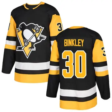 Men's Les Binkley Pittsburgh Penguins ＃30 Authentic Black Home Jersey
