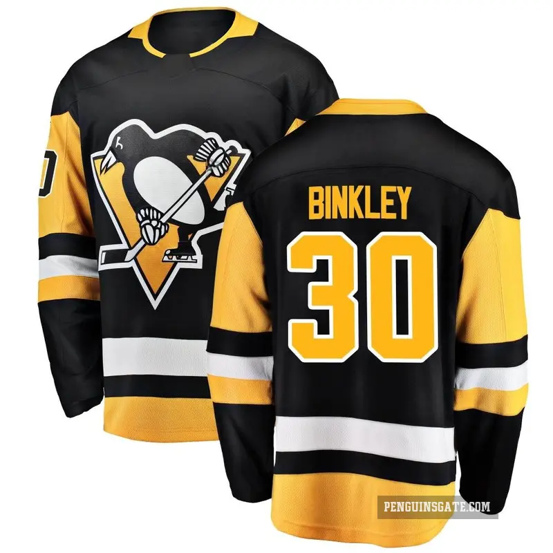 Men's Les Binkley Pittsburgh Penguins ＃30 Breakaway Black Home Jersey