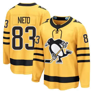 Men's Matt Nieto Pittsburgh Penguins ＃83 Breakaway Gold Alternate 2025 Jersey