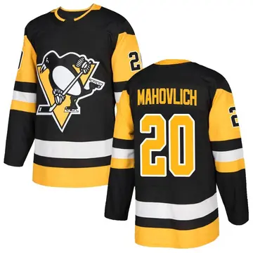 Men's Peter Mahovlich Pittsburgh Penguins ＃20 Authentic Black Home Jersey