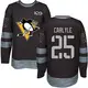 Men's Randy Carlyle Pittsburgh Penguins ＃25 Authentic Black 1917-2017 100th Anniversary Jersey