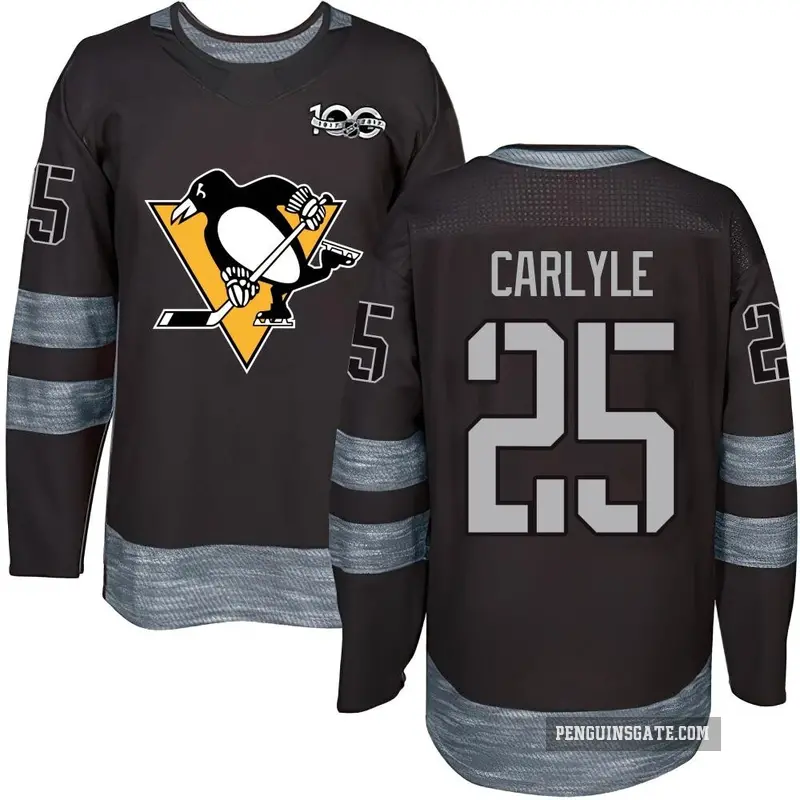 Men's Randy Carlyle Pittsburgh Penguins ＃25 Authentic Black 1917-2017 100th Anniversary Jersey
