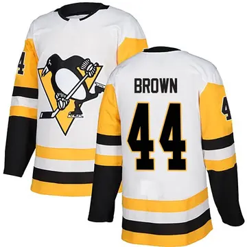 Men's Rob Brown Pittsburgh Penguins ＃44 Authentic White Away Jersey