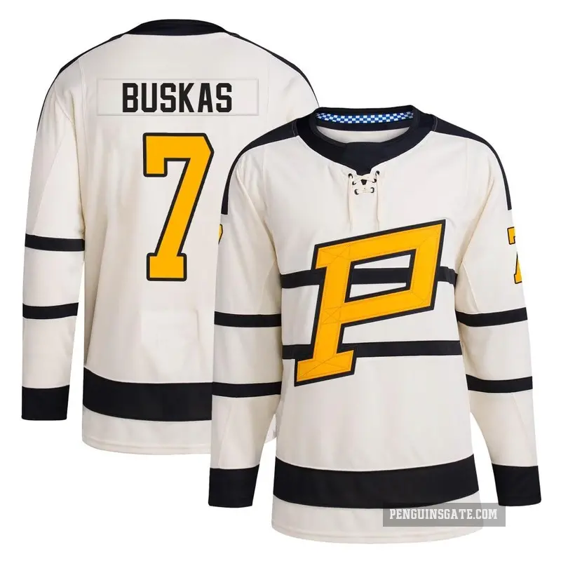 Men's Rod Buskas Pittsburgh Penguins ＃7 Authentic Cream 2023 Winter Classic Jersey