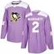 Men's Rutger McGroarty Pittsburgh Penguins ＃2 Authentic Purple Fights Cancer Practice Jersey