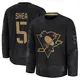 Men's Ryan Shea Pittsburgh Penguins ＃5 Premium Black 2024 Military Appreciation Practice Jersey