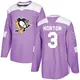 Men's Tim Horton Pittsburgh Penguins ＃3 Authentic Purple Fights Cancer Practice Jersey