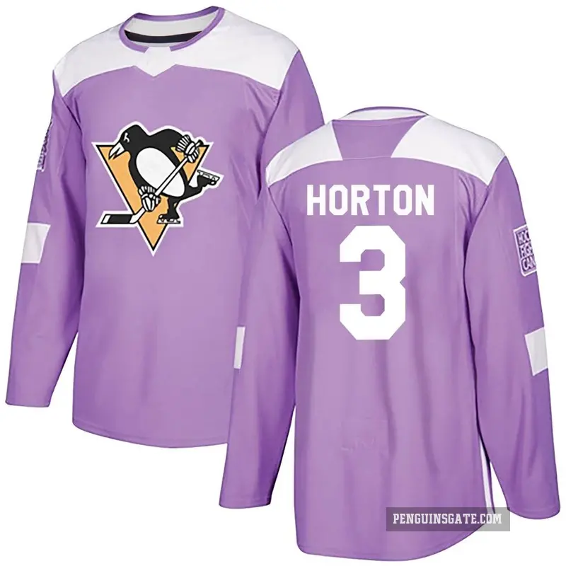 Men's Tim Horton Pittsburgh Penguins ＃3 Authentic Purple Fights Cancer Practice Jersey