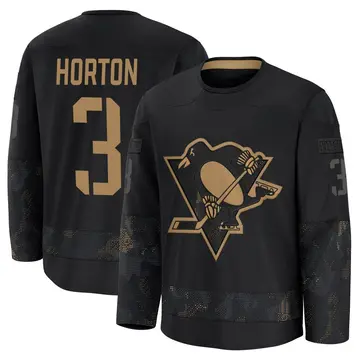 Men's Tim Horton Pittsburgh Penguins ＃3 Premium Black 2024 Military Appreciation Practice Jersey
