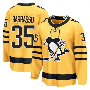 Men's Tom Barrasso Pittsburgh Penguins ＃35 Breakaway Gold Alternate 2025 Jersey