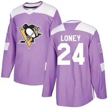 Men's Troy Loney Pittsburgh Penguins ＃24 Authentic Purple Fights Cancer Practice Jersey