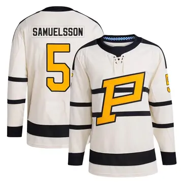 Men's Ulf Samuelsson Pittsburgh Penguins ＃5 Authentic Cream 2023 Winter Classic Jersey