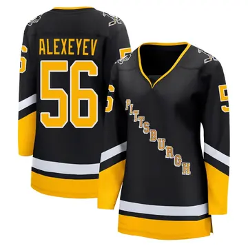 Women's Alexander Alexeyev Pittsburgh Penguins ＃56 Breakaway Black 2021/22 Alternate Premier Player Jersey