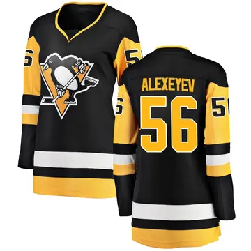 Women's Alexander Alexeyev Pittsburgh Penguins ＃56 Breakaway Black Home Jersey