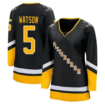 Women's Bryan Watson Pittsburgh Penguins ＃5 Breakaway Black 2021/22 Alternate Premier Player Jersey
